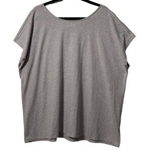 AVA & VIV Pinstripe Cutout & Tie Back Top Gray & White Size 1X